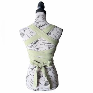 Halara SoftlyZero Tie Back Crop Tank Small Minimalist Cool Touch Sage Green NWOT